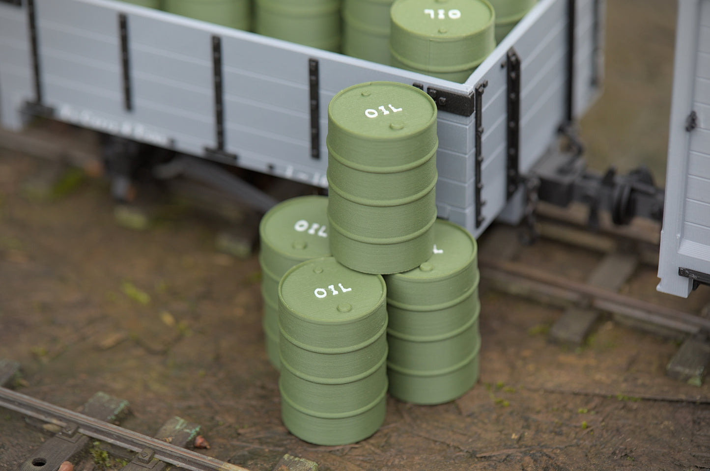 Green oil barrels