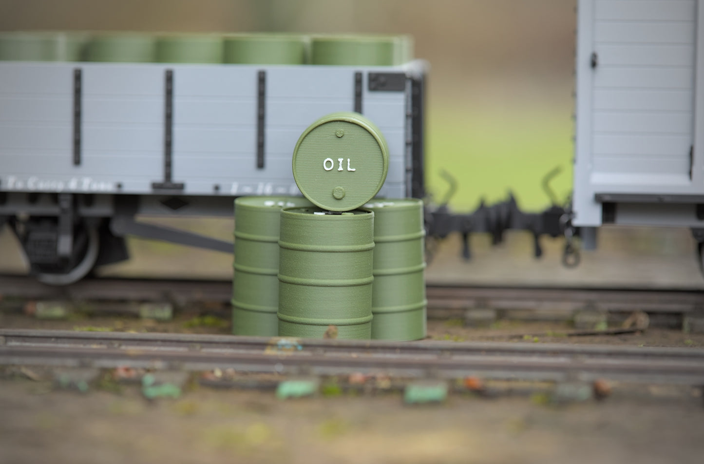 Green oil barrels